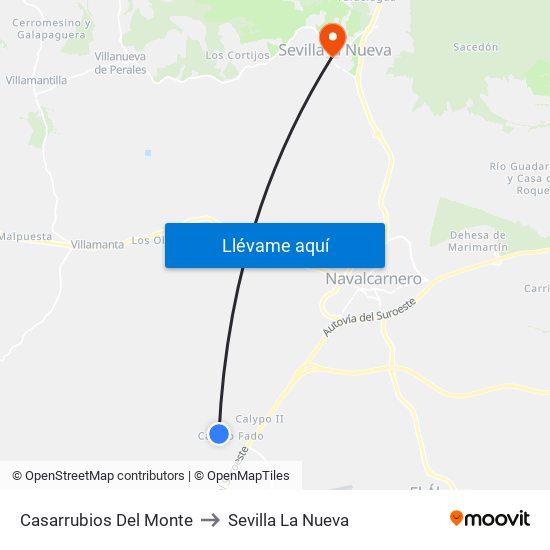Casarrubios Del Monte to Sevilla La Nueva map