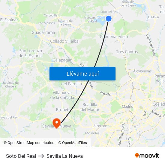Soto Del Real to Sevilla La Nueva map