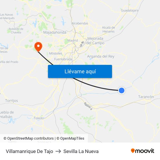 Villamanrique De Tajo to Sevilla La Nueva map