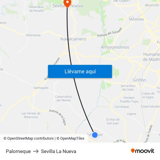 Palomeque to Sevilla La Nueva map