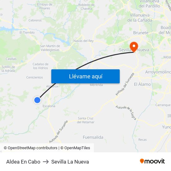Aldea En Cabo to Sevilla La Nueva map