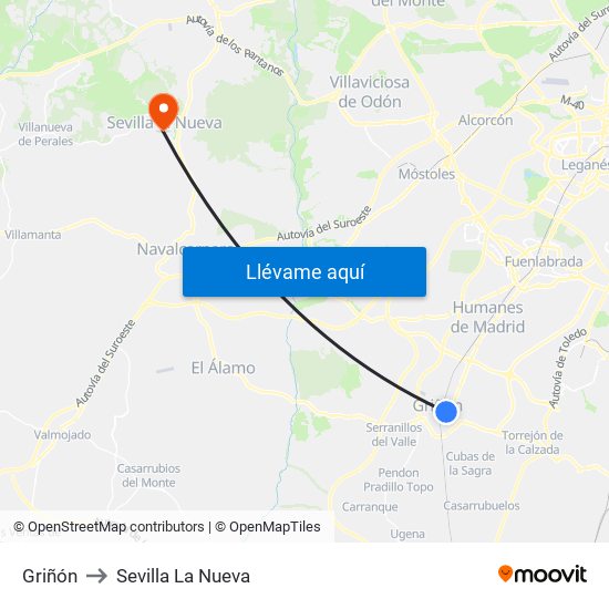 Griñón to Sevilla La Nueva map