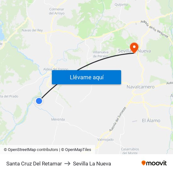 Santa Cruz Del Retamar to Sevilla La Nueva map
