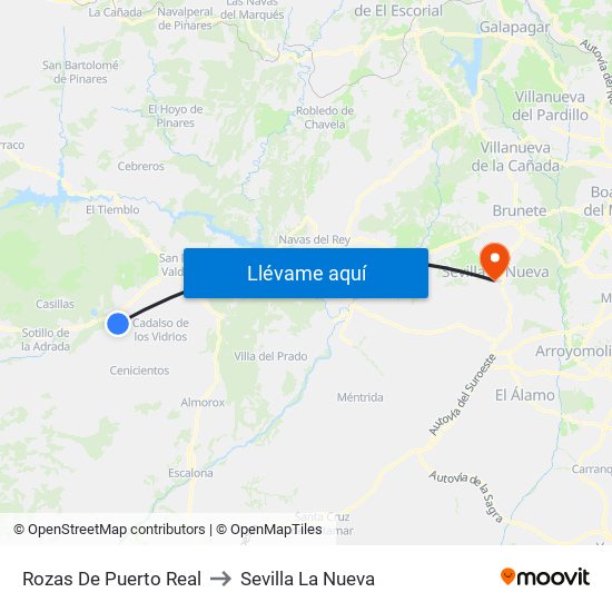 Rozas De Puerto Real to Sevilla La Nueva map
