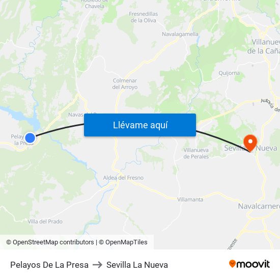 Pelayos De La Presa to Sevilla La Nueva map