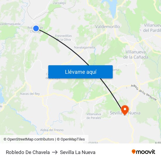 Robledo De Chavela to Sevilla La Nueva map