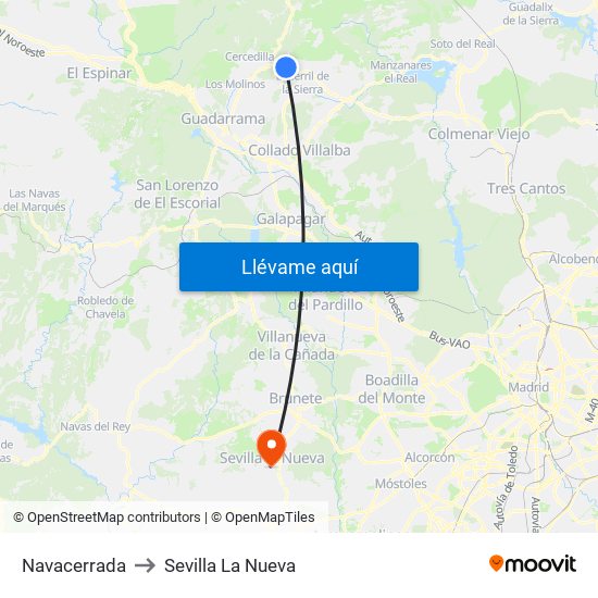 Navacerrada to Sevilla La Nueva map