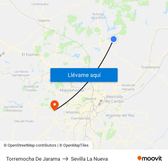 Torremocha De Jarama to Sevilla La Nueva map