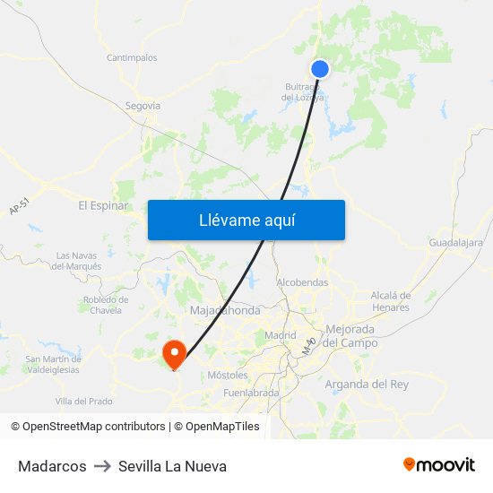 Madarcos to Sevilla La Nueva map