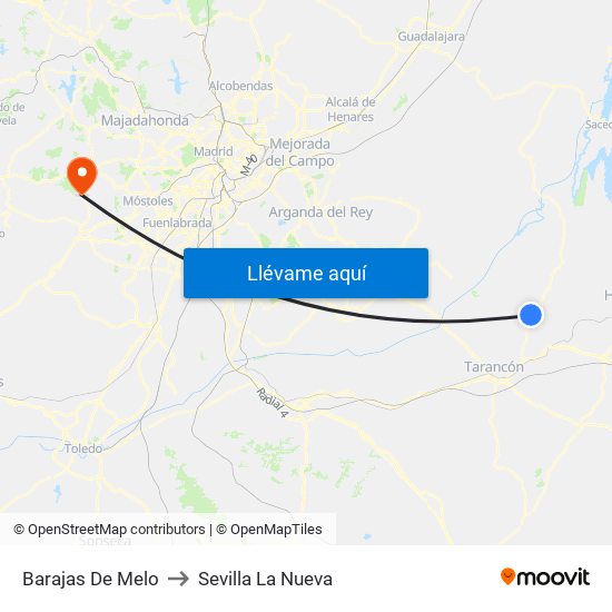 Barajas De Melo to Sevilla La Nueva map