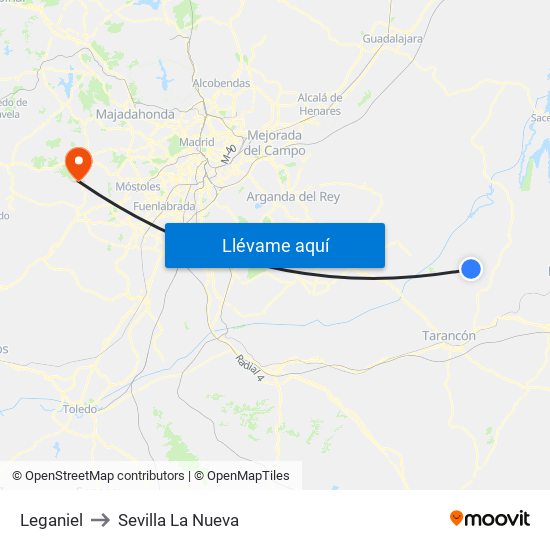 Leganiel to Sevilla La Nueva map