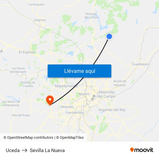Uceda to Sevilla La Nueva map