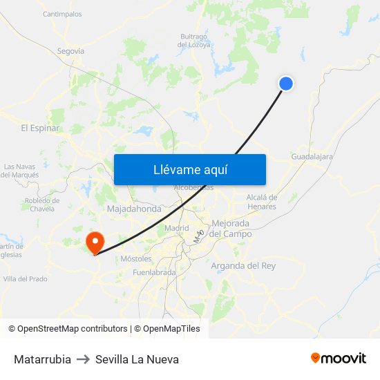 Matarrubia to Sevilla La Nueva map