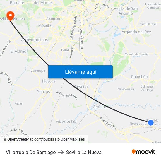 Villarrubia De Santiago to Sevilla La Nueva map