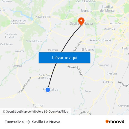 Fuensalida to Sevilla La Nueva map