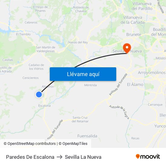 Paredes De Escalona to Sevilla La Nueva map