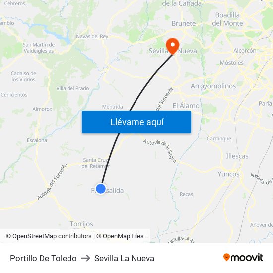 Portillo De Toledo to Sevilla La Nueva map