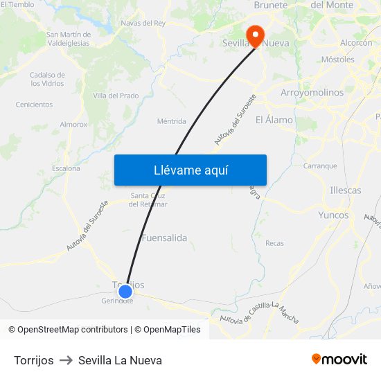 Torrijos to Sevilla La Nueva map