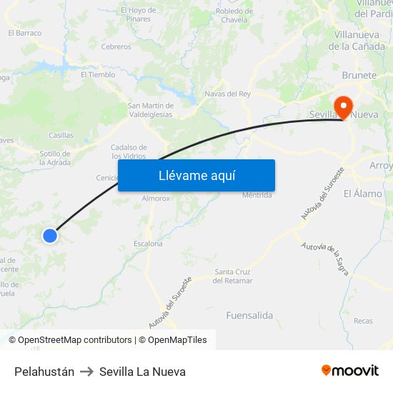 Pelahustán to Sevilla La Nueva map