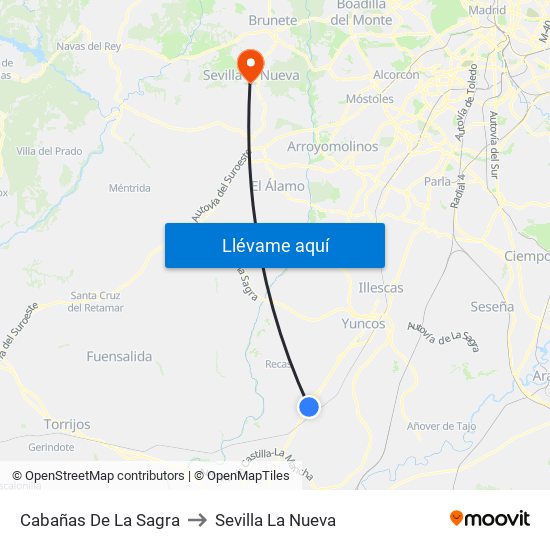 Cabañas De La Sagra to Sevilla La Nueva map