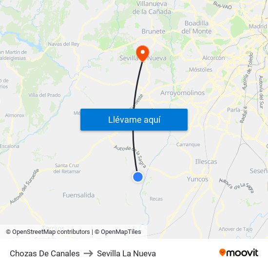 Chozas De Canales to Sevilla La Nueva map