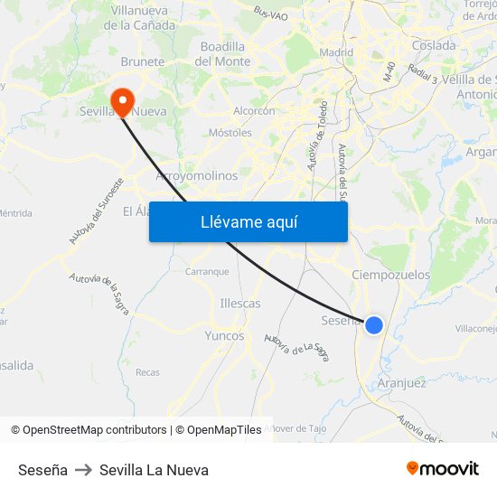 Seseña to Sevilla La Nueva map