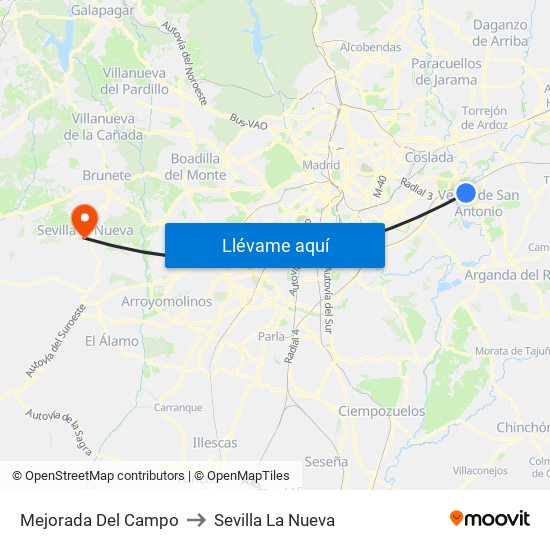 Mejorada Del Campo to Sevilla La Nueva map