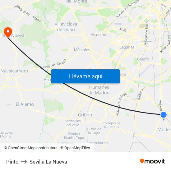 Pinto to Sevilla La Nueva map
