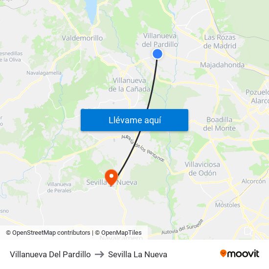 Villanueva Del Pardillo to Sevilla La Nueva map
