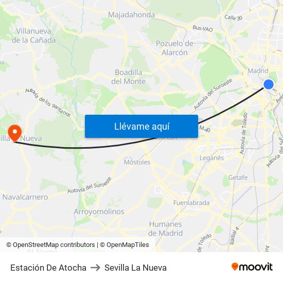 Estación De Atocha to Sevilla La Nueva map