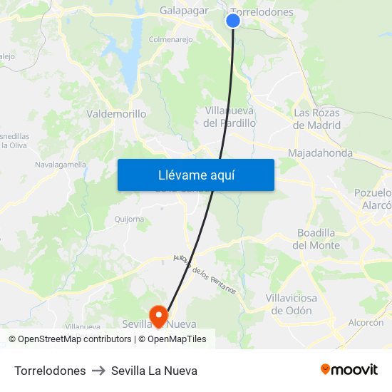Torrelodones to Sevilla La Nueva map