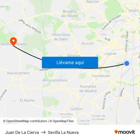 Juan De La Cierva to Sevilla La Nueva map