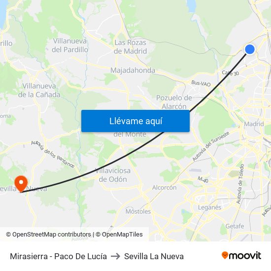 Mirasierra - Paco De Lucía to Sevilla La Nueva map