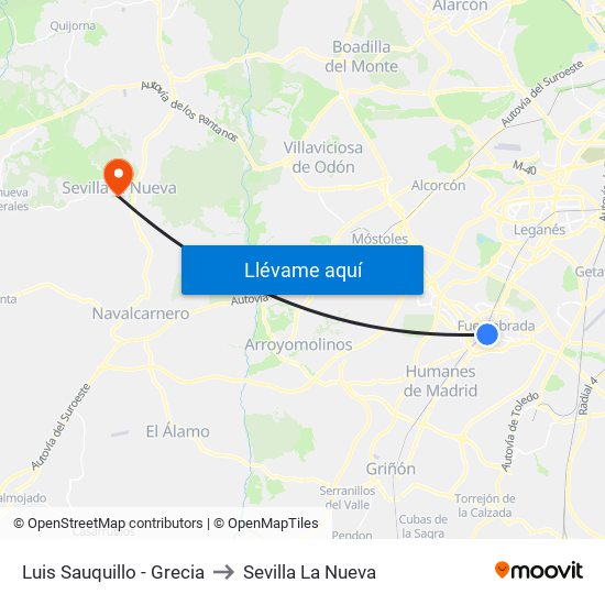 Luis Sauquillo - Grecia to Sevilla La Nueva map