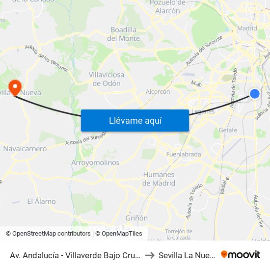 Av. Andalucía - Villaverde Bajo Cruce to Sevilla La Nueva map
