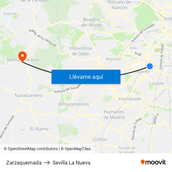Zarzaquemada to Sevilla La Nueva map