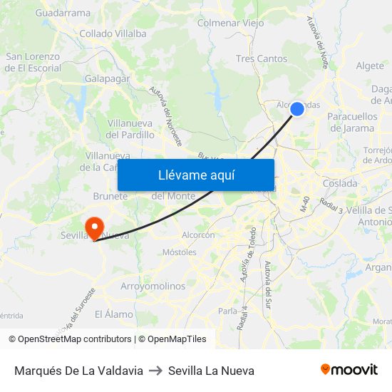 Marqués De La Valdavia to Sevilla La Nueva map