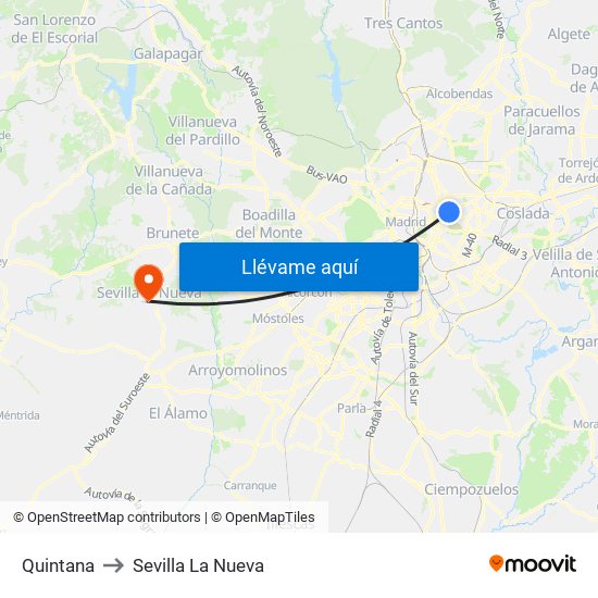 Quintana to Sevilla La Nueva map