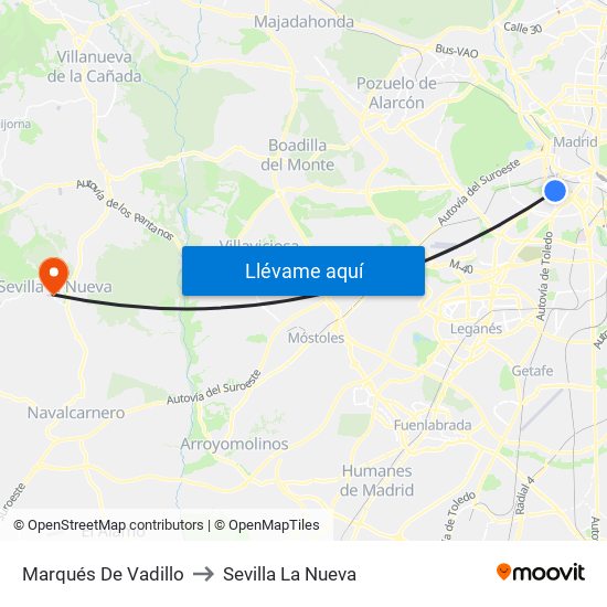 Marqués De Vadillo to Sevilla La Nueva map