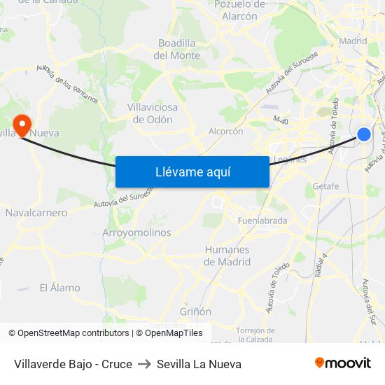Villaverde Bajo - Cruce to Sevilla La Nueva map