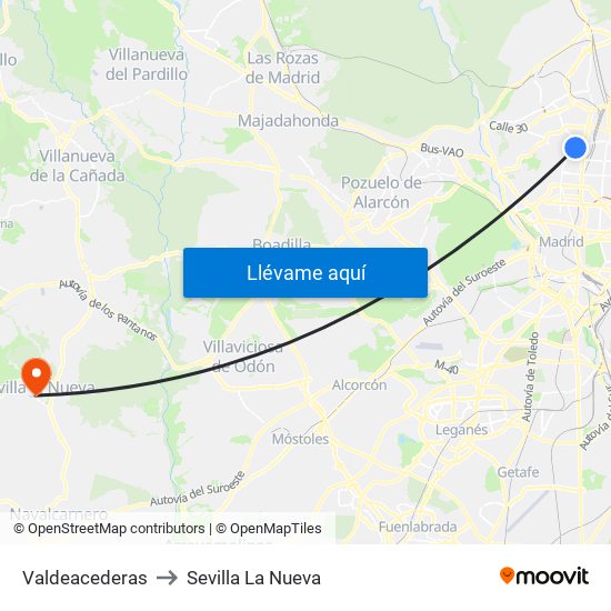 Valdeacederas to Sevilla La Nueva map