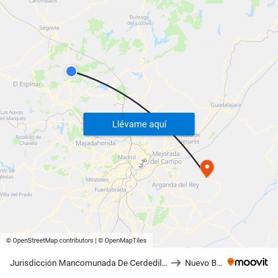 Jurisdicción Mancomunada De Cerdedilla Y Navacerrada to Nuevo Baztán map