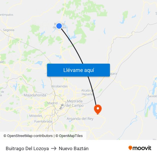 Buitrago Del Lozoya to Nuevo Baztán map