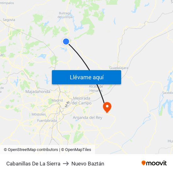 Cabanillas De La Sierra to Nuevo Baztán map