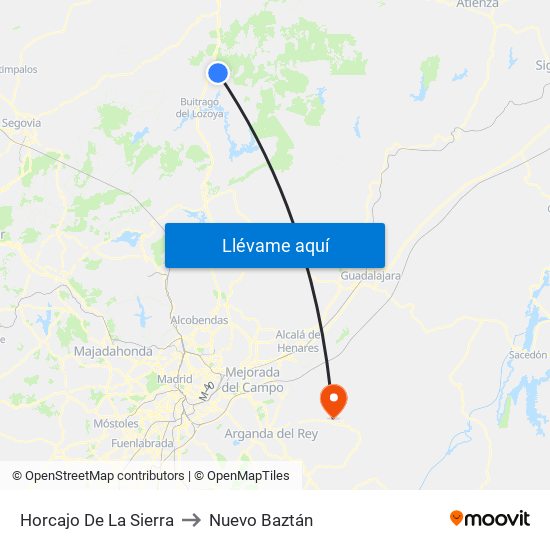 Horcajo De La Sierra to Nuevo Baztán map