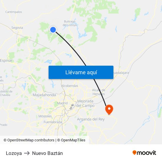 Lozoya to Nuevo Baztán map
