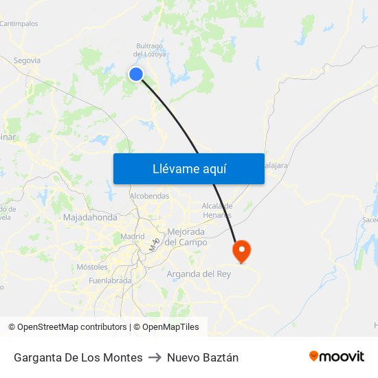 Garganta De Los Montes to Nuevo Baztán map