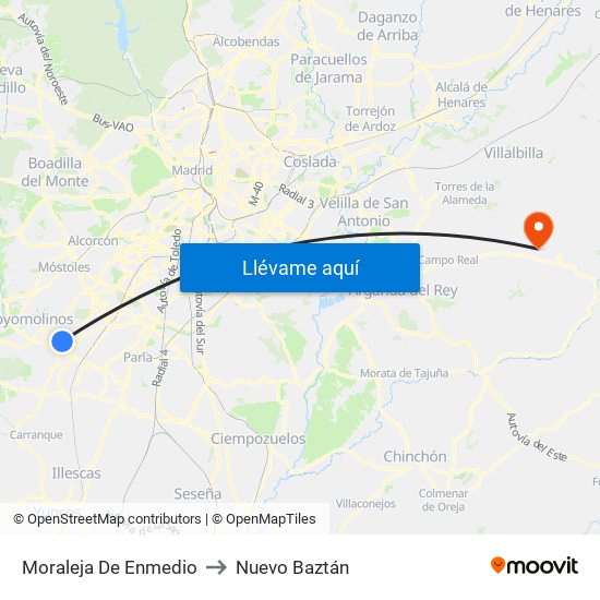 Moraleja De Enmedio to Nuevo Baztán map