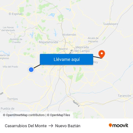 Casarrubios Del Monte to Nuevo Baztán map