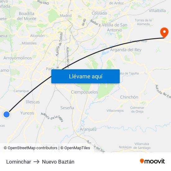 Lominchar to Nuevo Baztán map